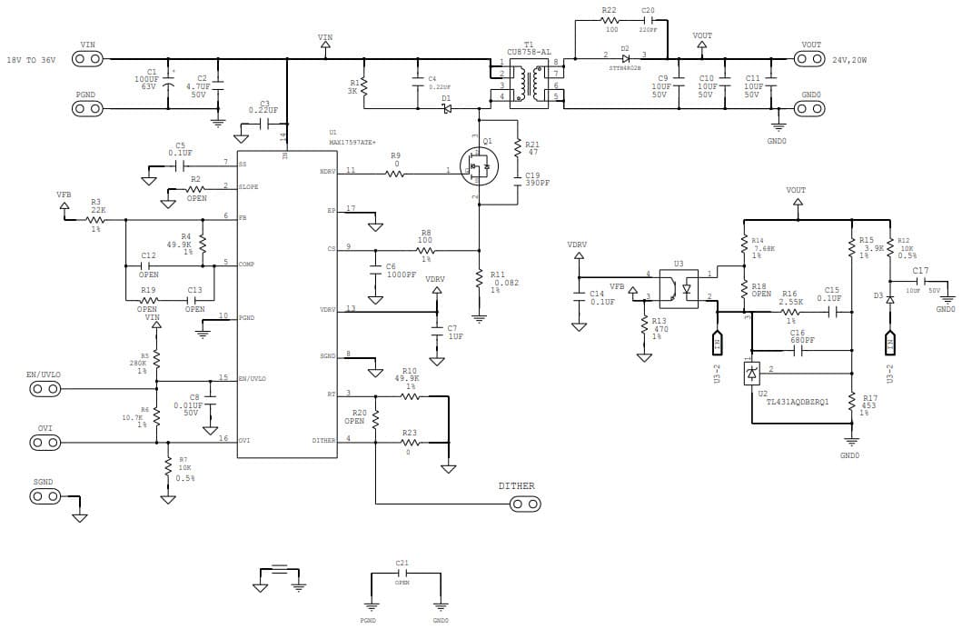 MAX17597FBEVKIT#, Evaluation Kit for MAX17597 Peak-Current-Mode Flyback Regulator