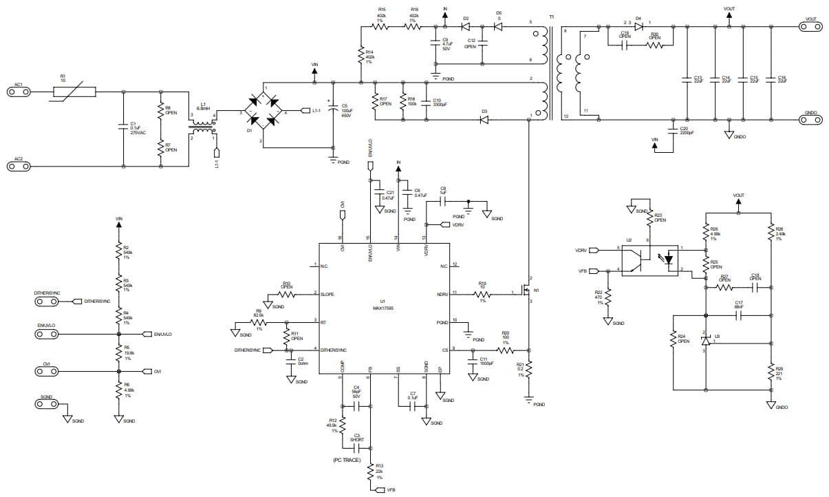 MAX17595EVKIT#, Evaluation Kit for MAX17595 DC to DC Peak-Current-Mode Flyback Converter