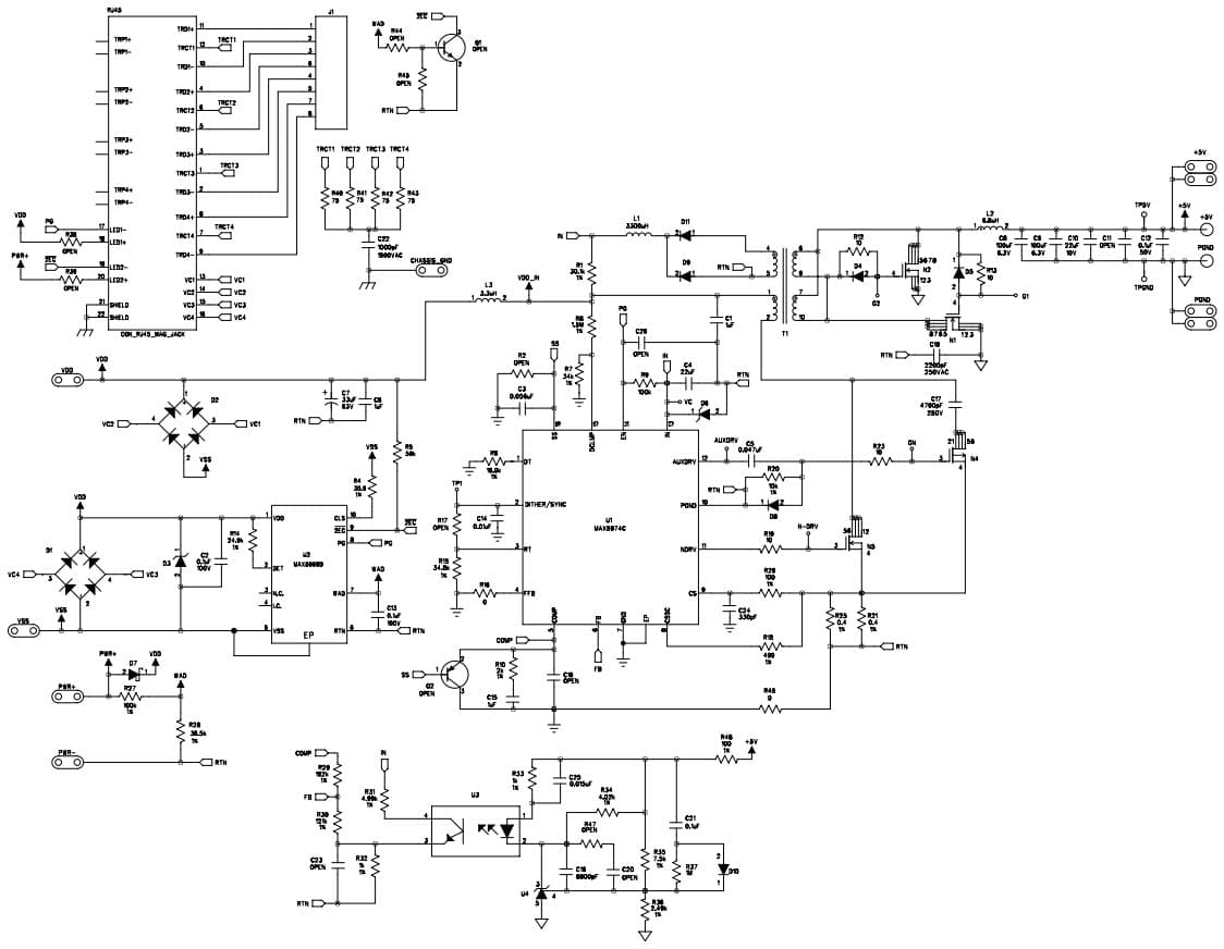 MAX5974CEVKIT#, Evaluation Kit for MAX5974C Active-Clamped, Spread-Spectrum, Current-Mode PWM Controller