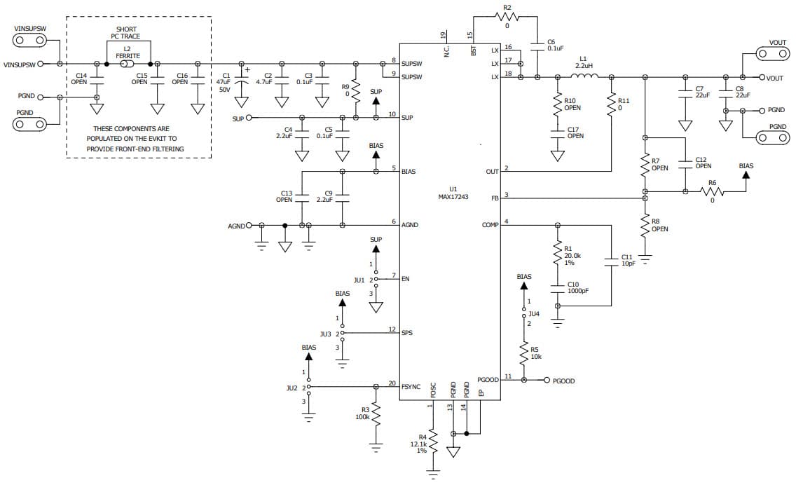 MAX17243EVKIT#, Evaluation Kit for the MAX17243, 3.5V-36V, 3A Synchronous Buck Converter with 15uA Quiescent Current and Reduced EMI