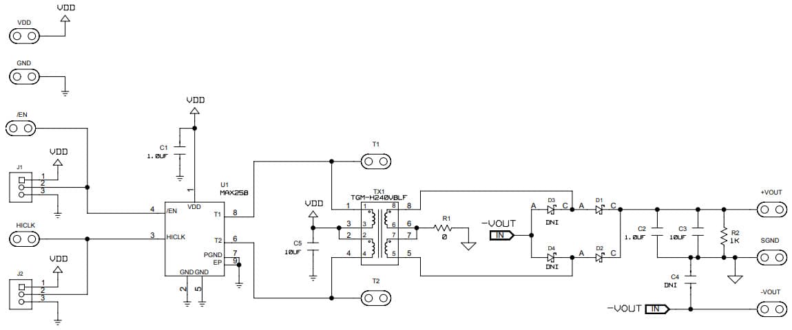 MAX258EVKIT#, Evaluation Kit for the MAX258 500mA Push-Pull Transformer Driver for Isolated Power Supplies