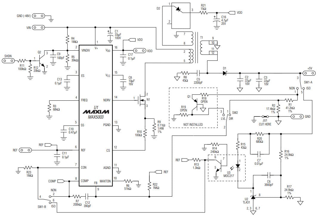 MAX5003EVKIT, Evaluation Kit for the MAX5003 High-Voltage PWM Power-Supply Controller