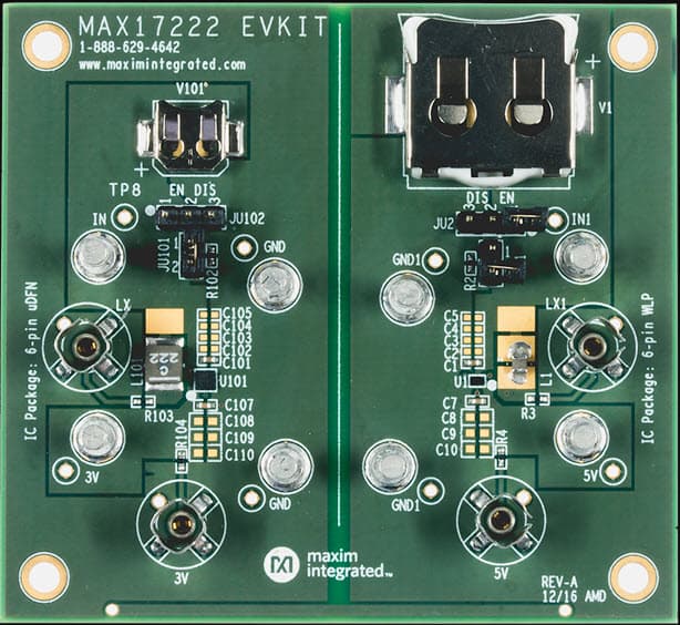 MAX17222EVKIT#, Evaluation Kit for MAX17222 400mV to 5.5V Input, nanoPower Synchronous Boost Converter with True Shutdown