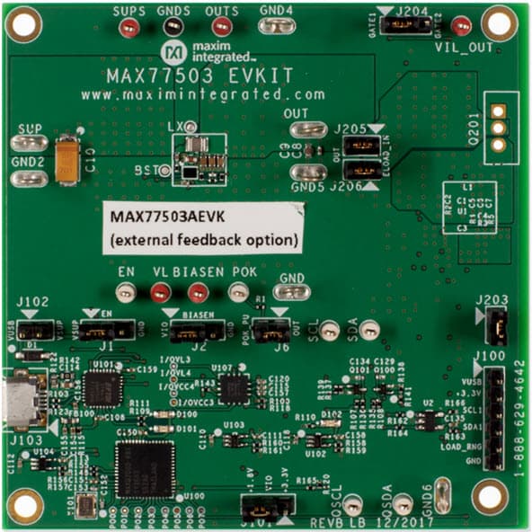 MAX77503B18EVKIT#, Evaluation Kit for MAX77503BEWC18+ 14V Input, 1.5A High-Efficiency Buck Converter