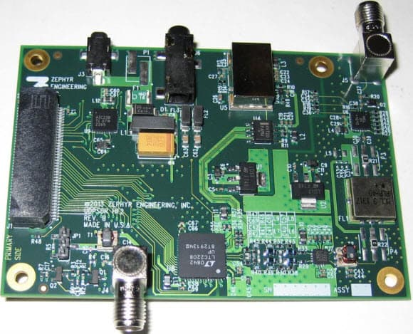 UDPSDR-HF2, 100kHz - 55MHz Receiver Front-End Development Board features the LTC2208 16-bit, 122.88Msps ADC