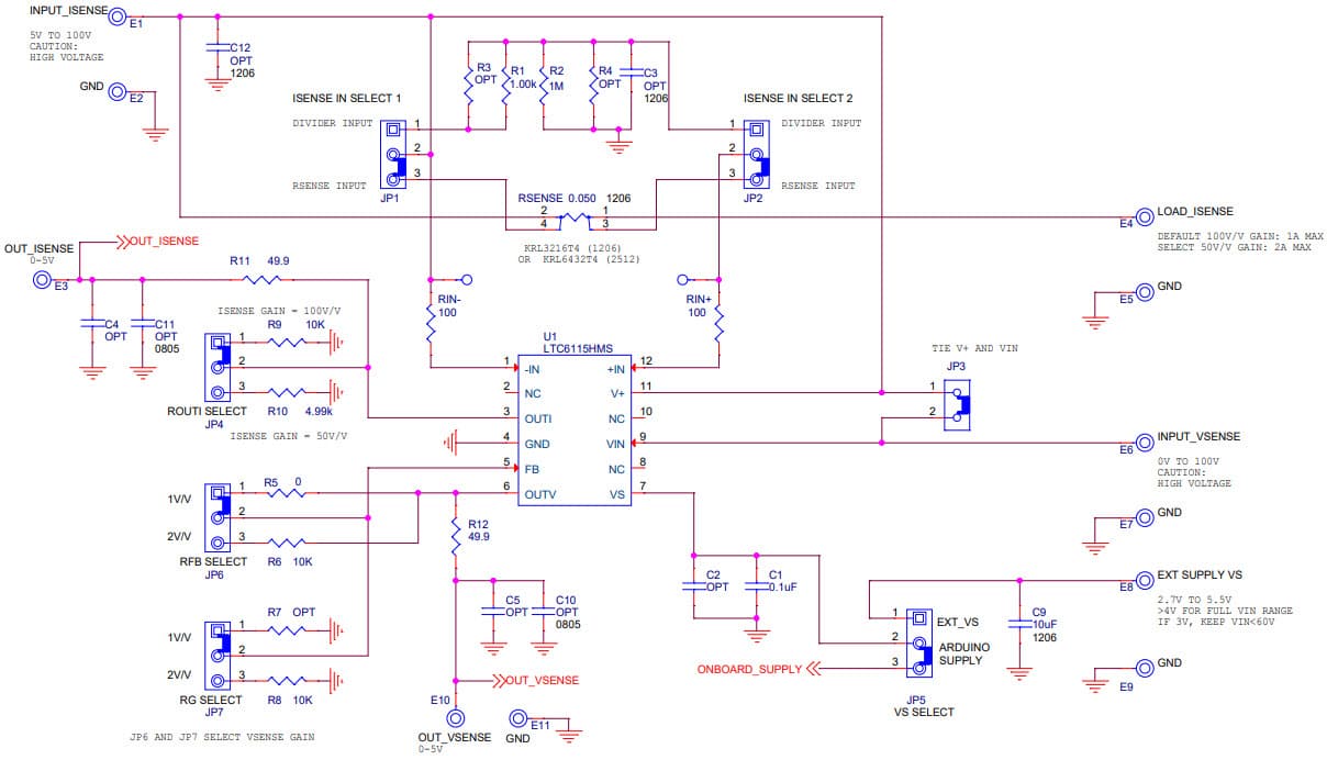 DC2839A, Demo Board Using LTC6115 High-Voltage High-Side Current and Voltage Sense