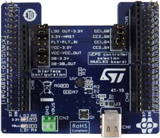 X-NUCLEO-USBPDM1, USB Type-C Power Delivery SINK Expansion Board based on TCPP01-M12 for STM32 Nucleo