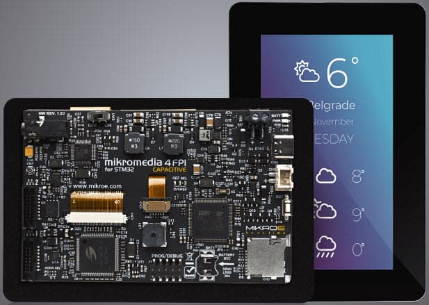 MIKROE-3838, mikromedia 4 for STM32F4 Capacitive FPI with Bezel