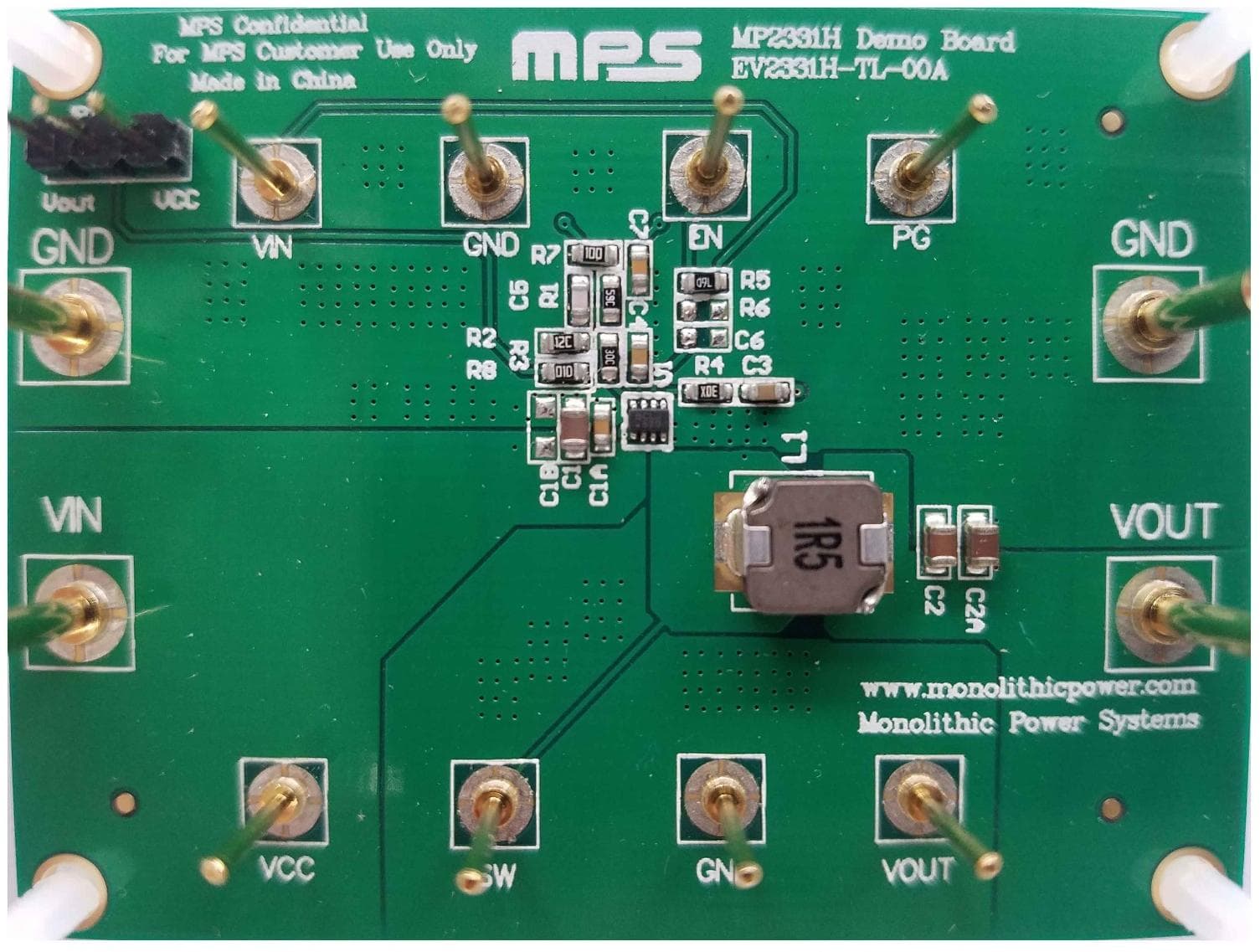 EV2331H-TL-00A, Evaluation Board is designed to demonstrate the capabilities of MP2331H, a fully-integrated high- frequency, synchronous rectified, step-down, switch-mode converter with internal power MOSFETs