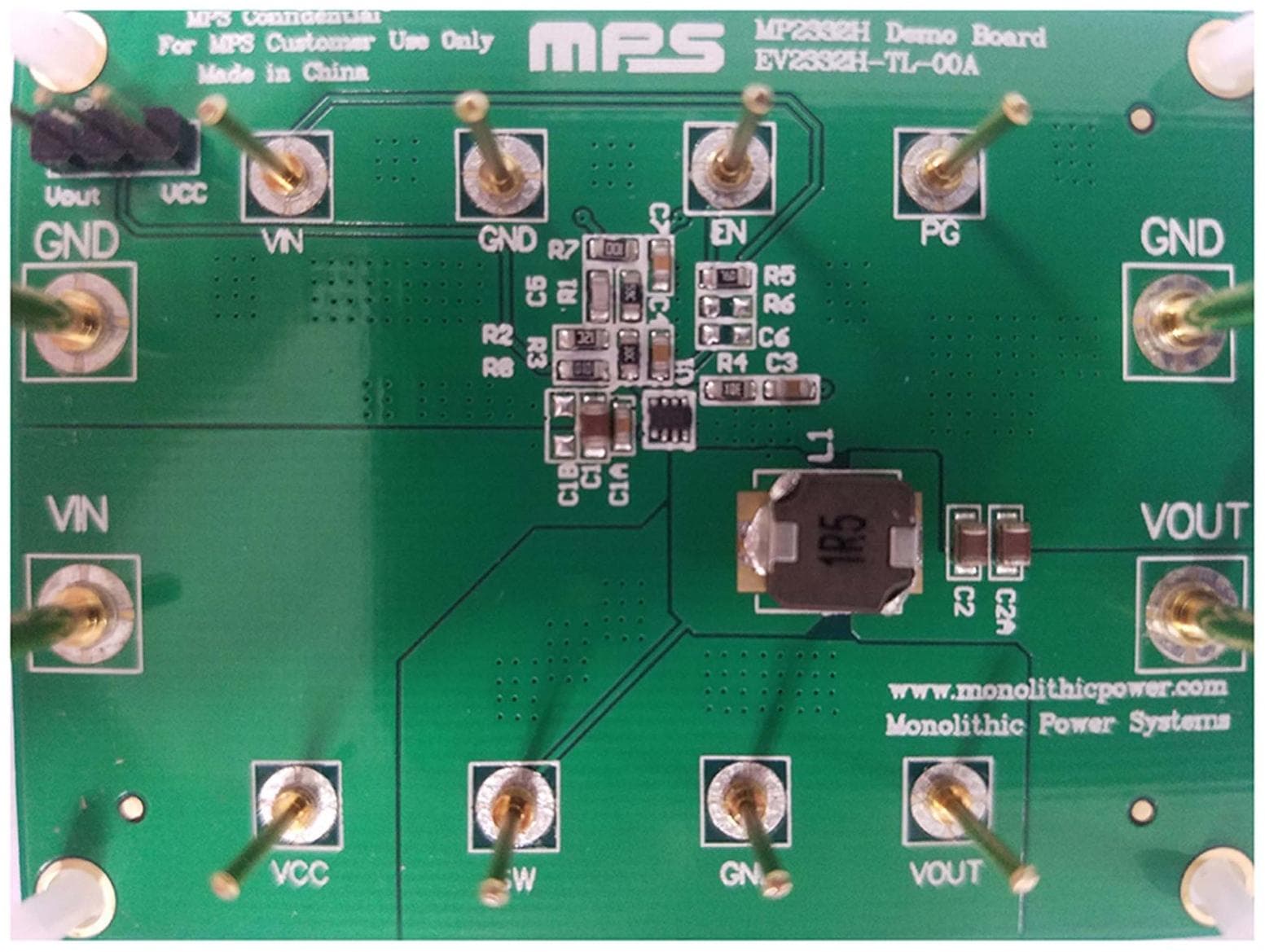 EV2332H-TL-00A, Evaluation Board is designed to demonstrate the capabilities of MP2332H, a fully-integrated high- frequency, synchronous rectified, step-down, switch-mode converter with internal power MOSFETs